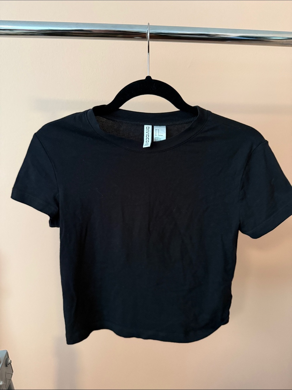 Divided Black Crop Tee — Minimal Crew Neck